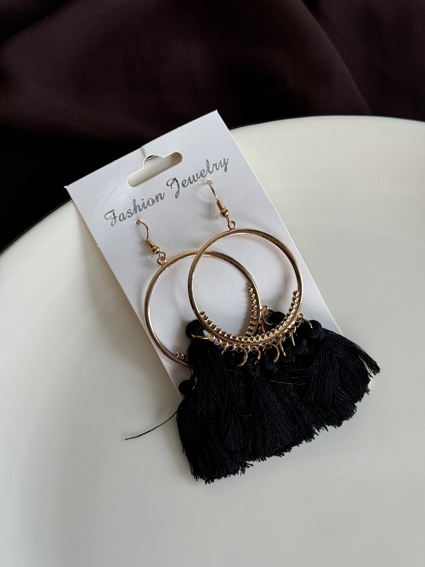 G15 BLACK TASSEL EARRINGS