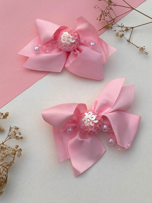 SPARKLY PINK HAIR BOW SET