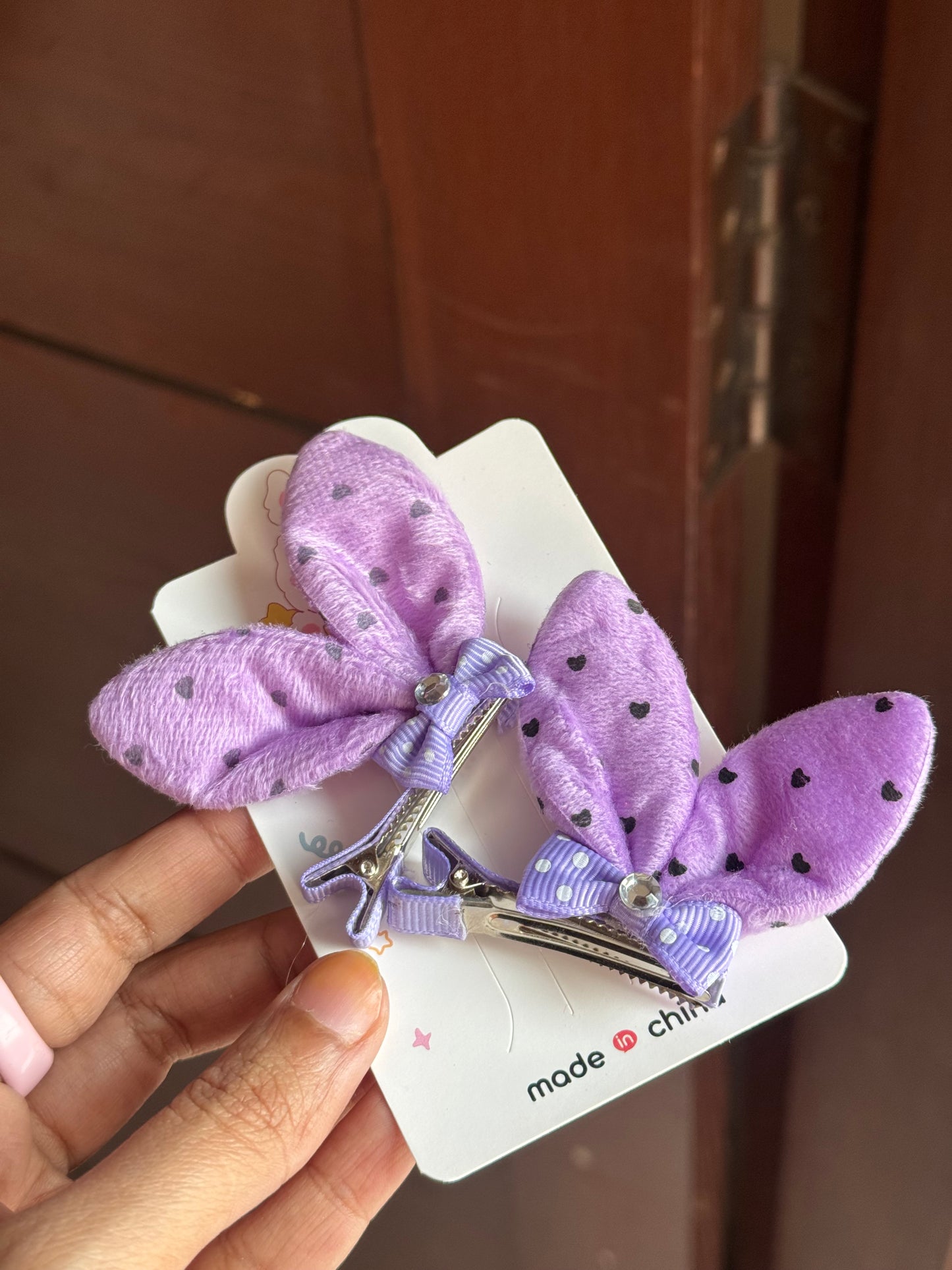 B209 BUNNY HAIR PINS PAIR