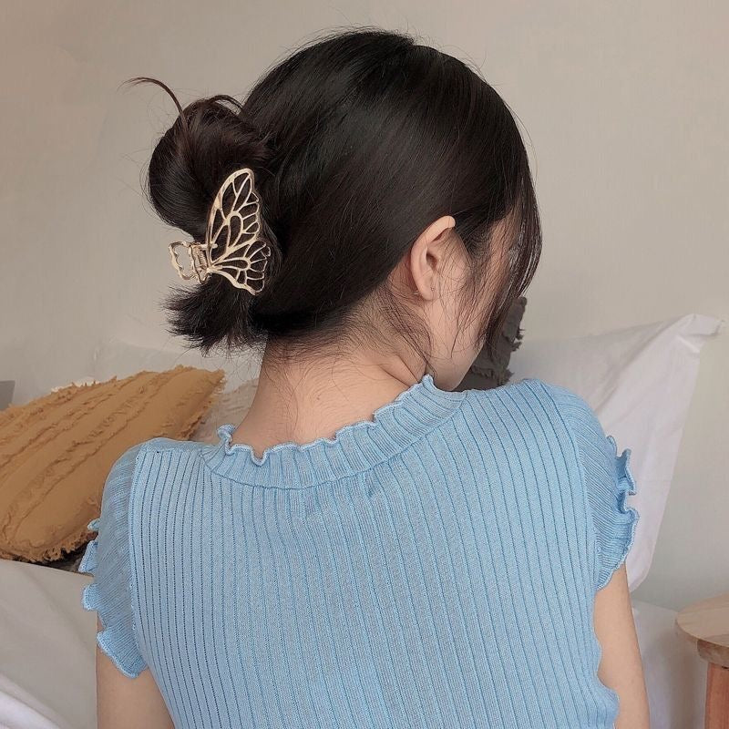 METAL GOLDEN BUTTERFLY CLAW CLIP