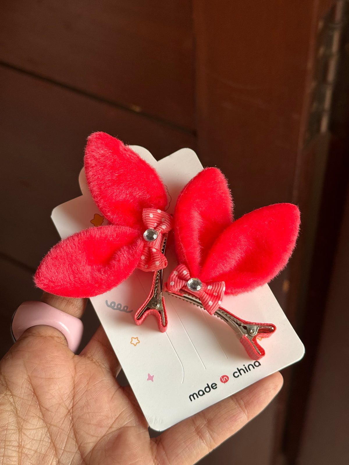 B195 BUNNY HAIR PINS PAIR
