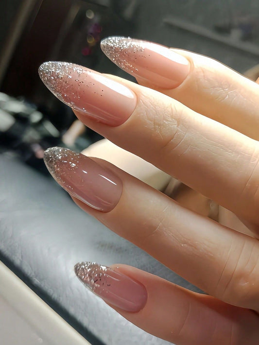 PINK GLITTER NAIL SET