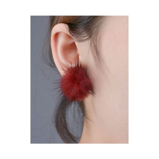 FUR EAR STUDS EARRINGS