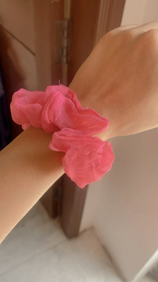 PINK CHIFFON SCRUNCHIE